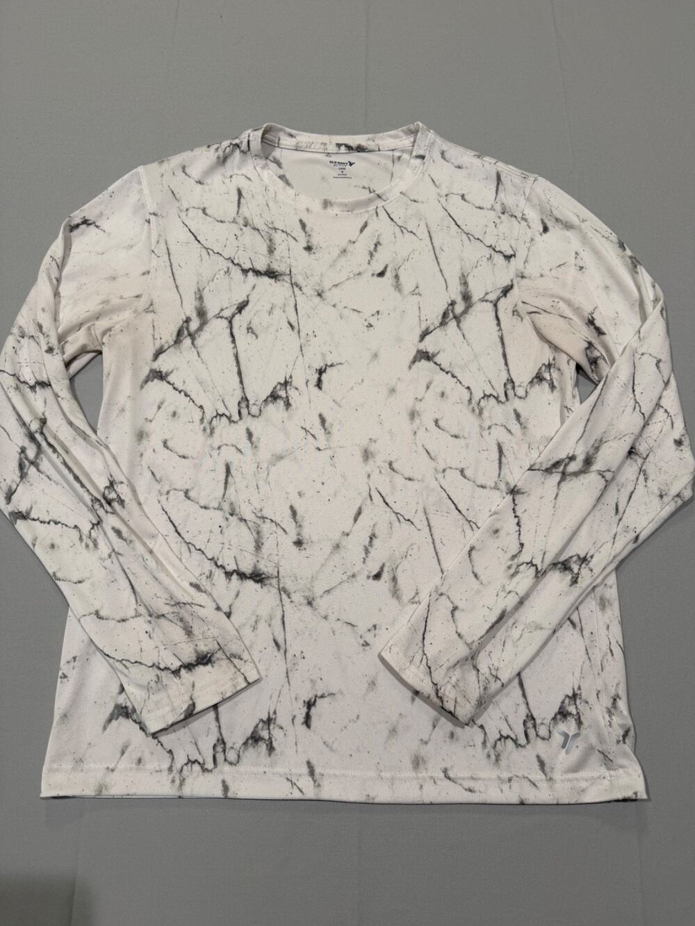 Old Navy Active Core Go Fresh White Marble Print Long Sleeve Shirt Mens M